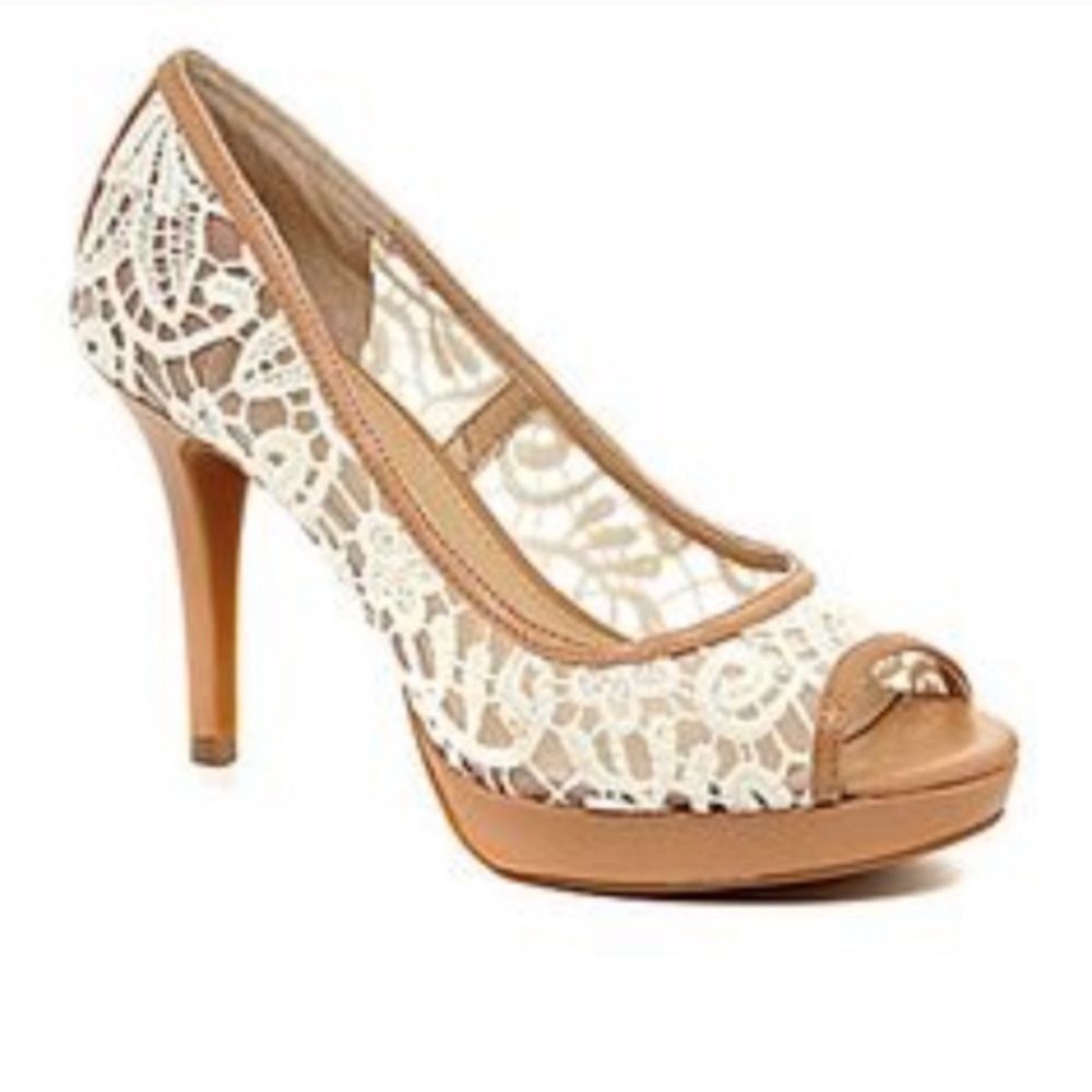 Antonio Melani Leather and Lace Heels like new